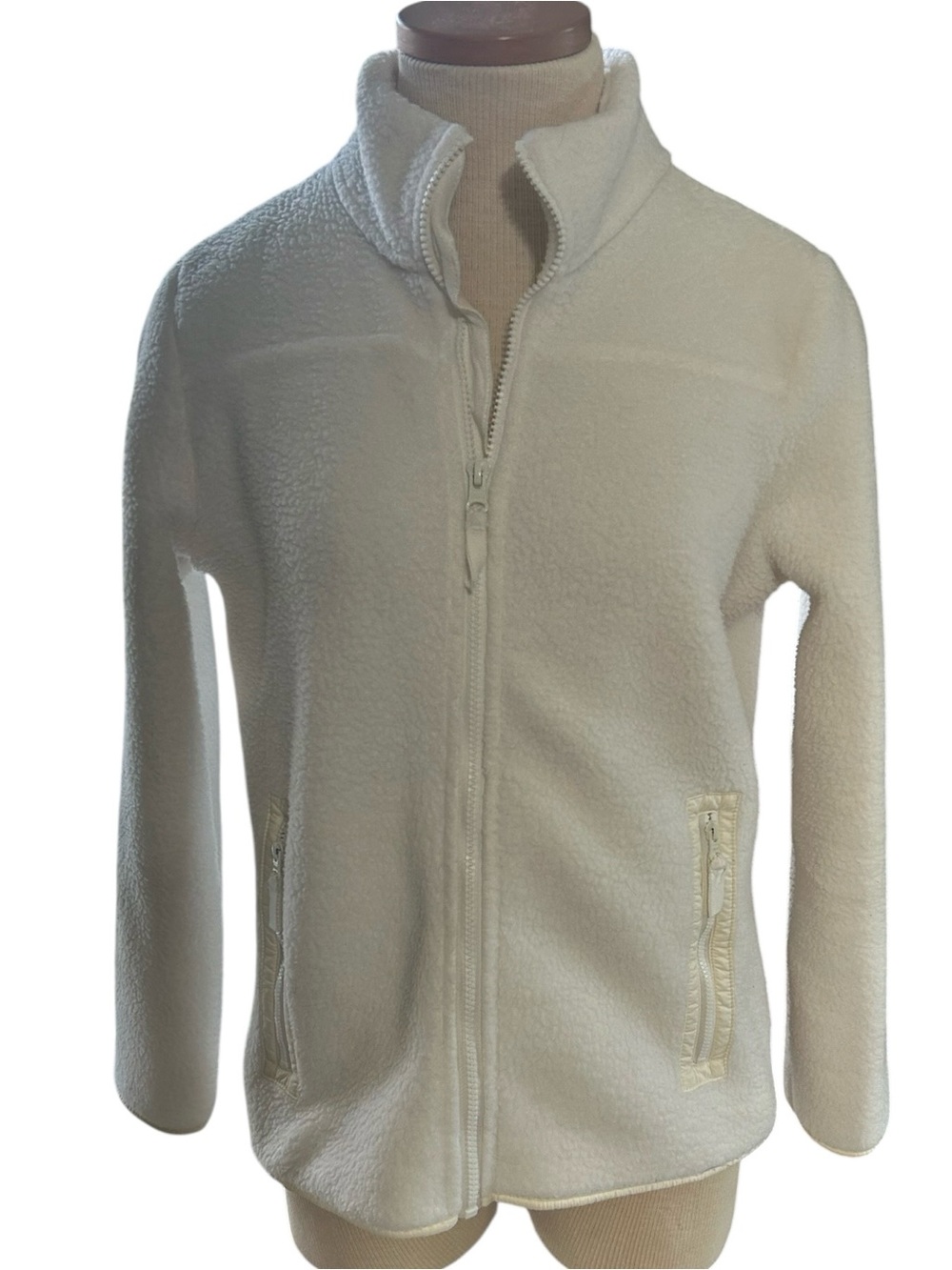 Talbots Ivory Sherpa Fleece Full Zip Jacket Small Cozy Coastal Grandma - Picture 10 of 10